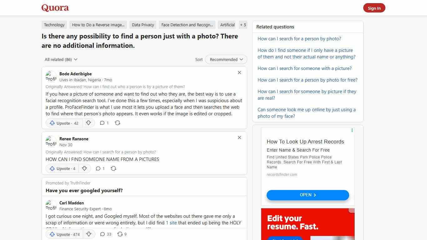Is there any possibility to find a person just with a photo? There are no additional information. - Quora